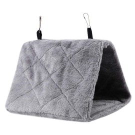 eecoo Suave Hamaca de Felpa Jaula Colgante Nido de pájaro Tienda de Refugio cabaña para pájaros Loro Cama de Invierno cálido Juguete para Mascotas(M-Gris)