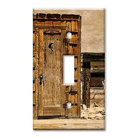Art Plates 1-Gang Toggle OVERSIZED Switch Plate - OVER SIZE Decorative Metal Wall Plate - Outhouse on the Range - (Made in USA)