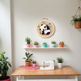 DIY Punch Needle Embroidery Kit (Panda Design, Punch Needle Kits For Beginner) – Complete Set With Embroidery Hoop, Thread, Punch Needle Tool, And Instructions – Adults And Children Festival Gift