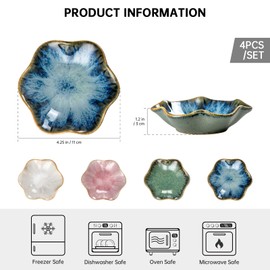 UNICASA Ceramic Lotus Jewelry Dish Set of 4, Decorative Jewelry Trays Set, 4.25 inch Trinket Dish - for Necklace, Ring, Watch Keys, Bracelet, Earrings, Mother's Day, Christmas, Wedding for Women