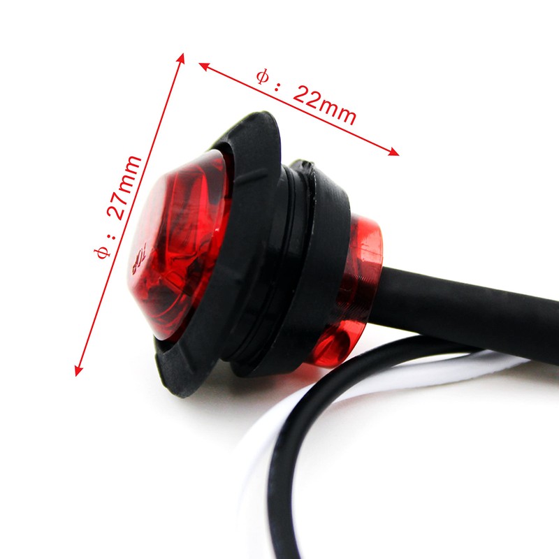 10 Pack Round 3/4 Inch Red LED Side Marker Light