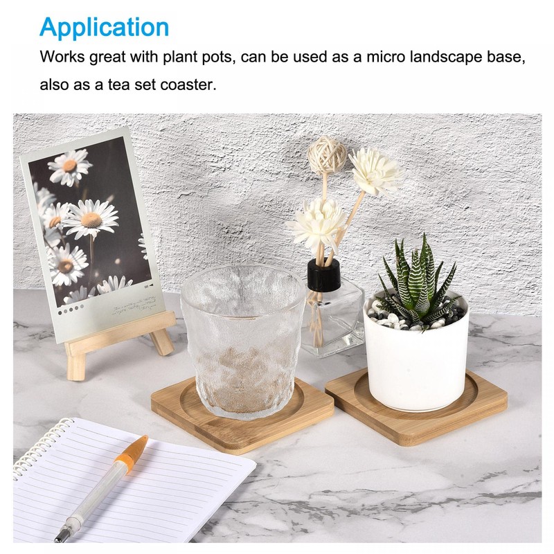 sourcing map 3 Pack Flower Pot Saucers 10 cm Bamboo