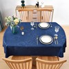 Wolkemer Shiny Oval Jacquard Tablecloth 60 x 102 Inch Navy