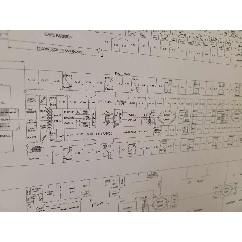 RMS Titanic Deck Plan: Easy-to-Frame, Detailed, & Accurate