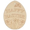 10x Wooden Easter Egg with Happy Easter Text Craft Shape