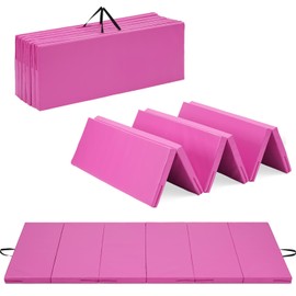 Oneofics Gymnastics Mat, 4'x8'x2'' Thick 6-Panel Folding Kids' Gymnastic Tumbling Mat for Home Gym Exercise & Play