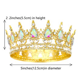 Queen Crown Rhinestone Wedding Crowns and Tiaras for Women Costume Party Hair Accessories Princess Birthday Crown Crystal Bridal Crown (Gold Crown-A+B)