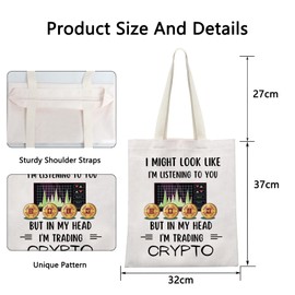 POFULL Crypto Gift Crypto Trader Shoulder Bag Cryptocurrency Lover Gift In My Head I'm Trading Crypto Tote Bag (trading CRYPTO CA)