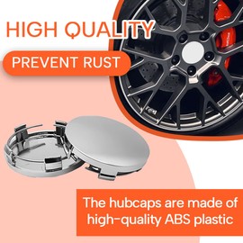 AUEFUDQ Set of 4 Wheel Rim Caps, Hub Caps OD 60 mm ID 56 mm, Wheel Hub Caps, Hub Caps, Wheel Hub Cover, Universal ABS Silver Hub Caps, Car Accessories for Wheel Hubs