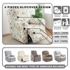 CRFATOP Printed Recliner Cover with Pockets Single Reclining Slipcover 4-Pieces