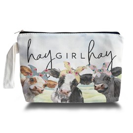 ARPTCN Cow Makeup Bag, Cow Print Western Makeup Bag, Cow Western Themed Gifts for Girls Mom Women, Cosmetic Travel Bags for Women