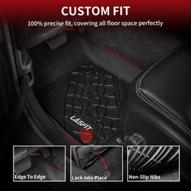 LASFIT Floor Mats for Jeep Gladiator 2024 2023 2022 2021 2020, All Weather TPE Car Mats Custom Fit Floor Liners, Front and Rear 2 Rows Set