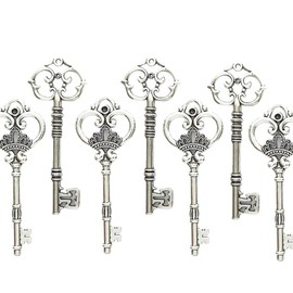 Makhry Mixed Set of 20pcs 3.1-3.3 inches Extra Large Key Vintage Key Skeleton Keys in Bulk for DIY Pendant (Antique Silver)