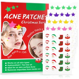 Pimple Patch, Hydrocolloid Patch, Waterproof and Breathable for Acne, Acne Pimples, Acne Pimple Patch, Invisible and Star Patch Pimples, Absorbent Cover for Acne (Christmas)
