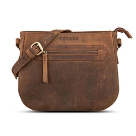 ROYALZ 'Cheyenne' Modern Small Shoulder Bag Women's Leather Women's Handbags Genuine Leather Vintage Shoulder Bag Small, Nevada Brown
