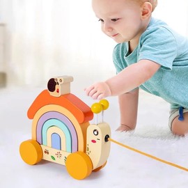 HAPPYTOYSMX | Juguetes – Juguetes para Niños | Juguetes Didácticos Ideal en la Estimulación Temprana | Juguetes para Niña – Juguetes para Niño | Juguete Educativo de Madera (Caracol de Arrastre)