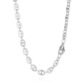 NKlaus 38-80 cm Coffee Bean Necklace 925 Silver Women's Necklace 4.4 mm Wide Silver Chain, Sterling Silver