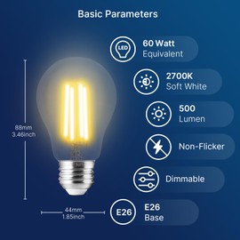 FLSNT A15 E26 Candelabra LED Bulbs 60W Equivalent, LED Edison Bulbs for Chandelier, Dimmable, 2700K Soft White, 82 CRI, 4W, 500LM, AC 120V, 12 Pack