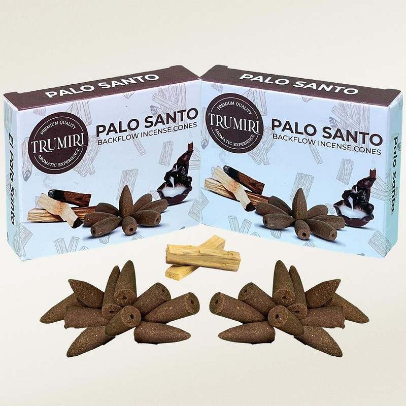 TRUMIRI Palo Santo Backflow Incense Cones - Total 20 Incense