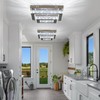 Finktonglan LED Crystal Ceiling Light Modern Flush Mount Rectangular Lamp