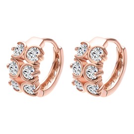 JOLCHIF Cubic Zirconia Small Hoop Earrings for Women 14K Rose Gold Plated CZ Huggie Earrings Jewelry