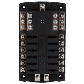 CCIYU ATC ATO 12-Way Fuse Block Holder Box Negative With LED Indicator For Car Marine