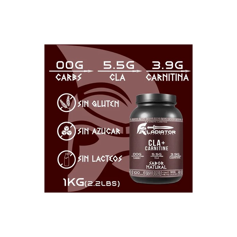 Gladiator Cla Carnitina 1kg 100 Servicios Sabores