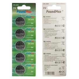 PoundMax CR 2450 Batteries 3v Lithium Button Cell Battery Combo Pack - 5 Count