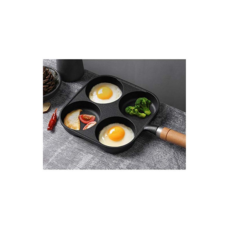 XJAXY Cast Iron Non-Stick Omelette Pan, Electric Stovetop Compatible, 4-Cup