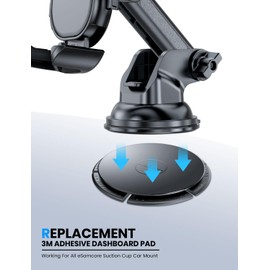 eSamcore Dashboard Pad Mounting Disk for Suction Cup Car Mount Holder, Flexible Strong Adhesive Plate Disc for Dash [Diameter: 3.1”] [1-Pack]