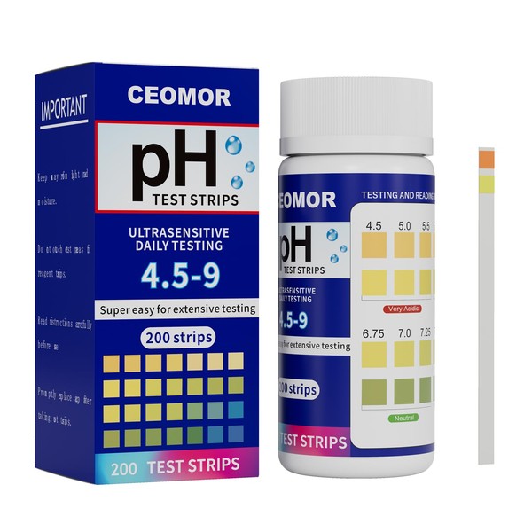pH Test Strips for Urine & Saliva: 200 Strips pH