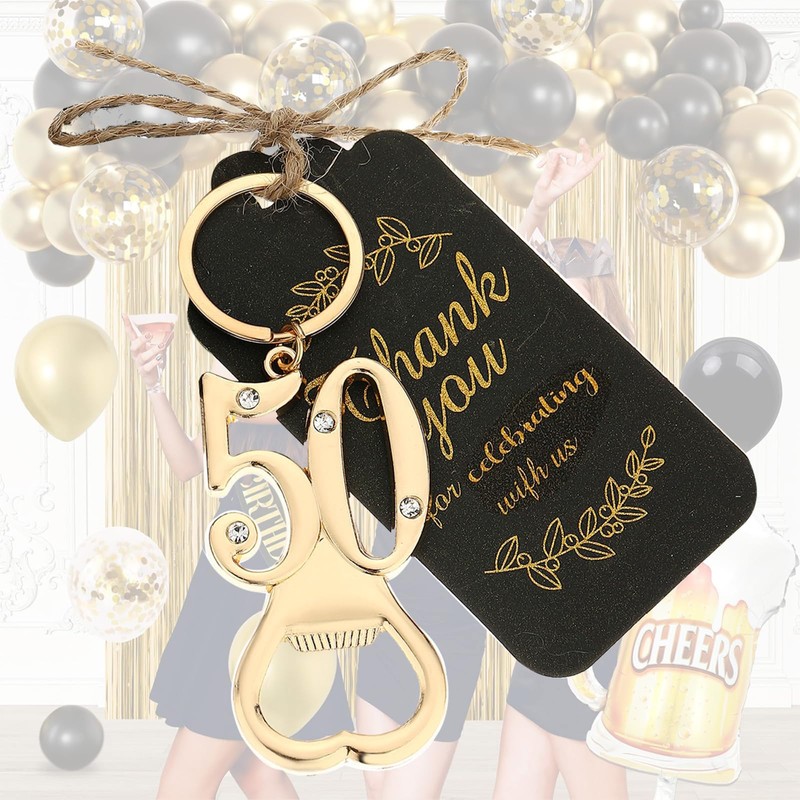 Uezea 50th Birthday Party Favors, 25 Pcs Gold Bottle Opener