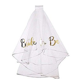 UCITY Gold Print Bride to be Veil for Bachelorette Party Supplies Bridal Shower Wedding Decorations