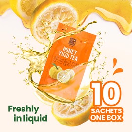[Nokchawon] Honey Citron Tea (Yuzu with Honey Blend), 10 Sachets - Quick Hot Tea or Cocktail Base - Ideal Holiday Christmas Gift for Cozy Comfort & Travel (550g/19.4Oz)