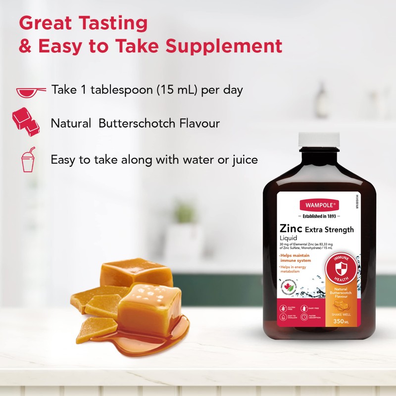 Wampole Zinc Liquid Extra Strength – Fast Liquid Absorption -