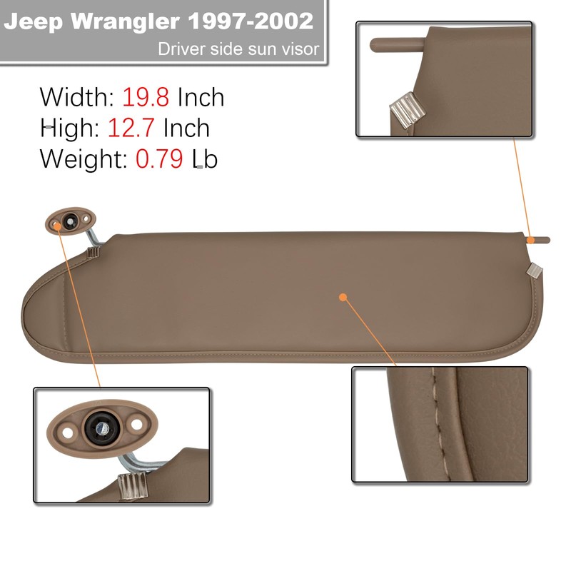 NHILES Left Driver & Right Passenger Sun Visor Compatible with