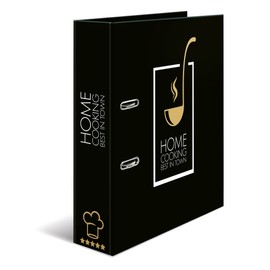 HERMA Recipe File for Own Recipes with Home Cooking Motif, A4, 70 mm Spine, with Gold Embellishments and 6-Piece Register, 1 Folder