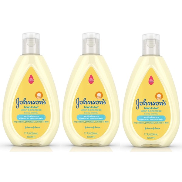 Johnsons Baby Head To Toe Wash And Shampoo 3 pack 1.7 Ounce Each