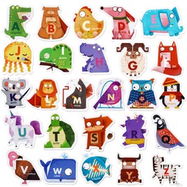 Magnetic Letters Wood Animal ABC, 26 Alphabet Magnets Cute Preschool Educational Learning Spelling Toys Fridge Magnets for Toddlers 1-3 Birthday Children's Day Gift