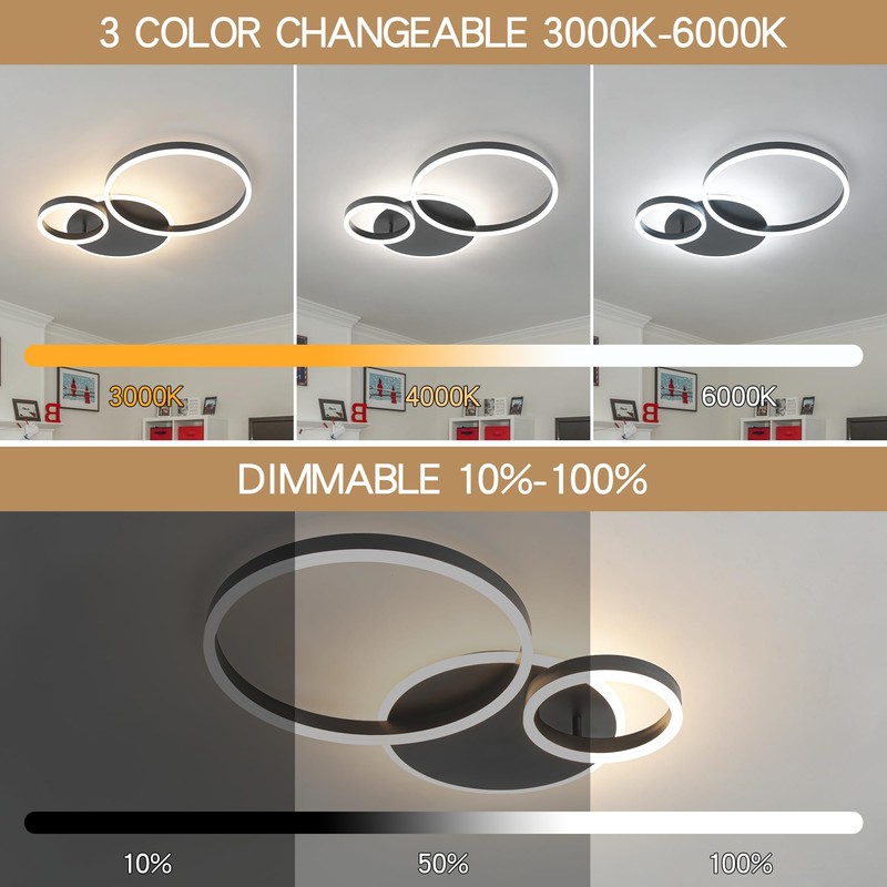 O'NEELDY Modern Dimmable LED Flush Mount Ceiling Light Remote Control