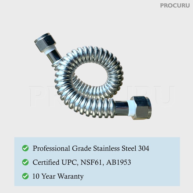 PROCURU 2-Pack 3/4" FIP x 48" (4Ft) Stainless Steel Water