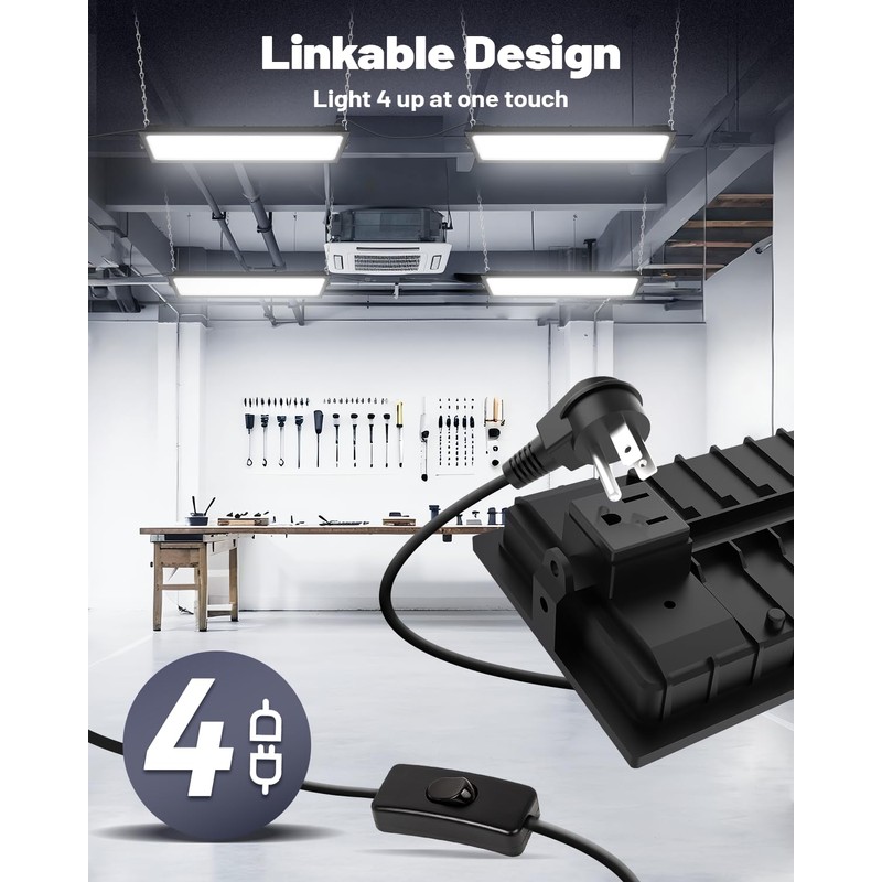 Linkable LED Shop Light (Built-in Outlet) - 100W 15000LM Aluminum