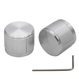 mxuteuk KNOB-05-SR Guitar Knobs Silver Guitar Knobs Audio Volume Control Aluminium Rotary Potentiometer Rotary Knobs for Electric Guitar Bass Screw Replacement Part Type 21 x 17 mm (D x H) Pack of 2