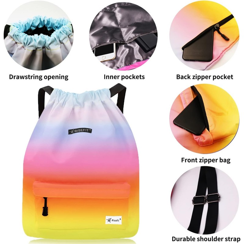 Waterproof Drawstring Backpack Gym Sports Bag Sackpack Water-Resistant String Beach