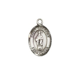 Women's .925 Sterling Silver Saint Gregory the Great Medal Pendant on 18 Inch Rhodium Plated Lite Curb Brass Chain with Lobster Claw Clasp, Catholic Religious Necklace - Made in USA- Velvet Gift Box