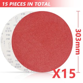 FEIHU Pack of 15 Sanding Discs 300 mm Velcro Grit P60, Sanding Disc, Velcro Disc Sander, Diameter 300 Sandpaper Velcro for Sanding/Polishing