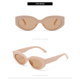 YAMEIZE Vintage Trendy Oval Small Round - Sunglasses for Women Men Irregular Black Cat Eye Eyewear Outdoor