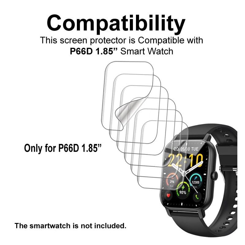 6-PACK Screen Protector Compatible with Nerunsa P66D 1.85” Smart Watch,