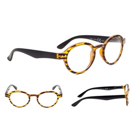 Gr8Sight 5-Pack Round Retro Reading Glasses with Spring Hinges Amber