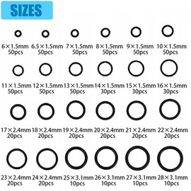 740 Pcs Rubber O-Ring Assortment Kit 24 Sizes Washer Gasket Set Pressure Washer Plumbing Sealing Repair Air or Gas Connections Automotive Repair O Rings Kit